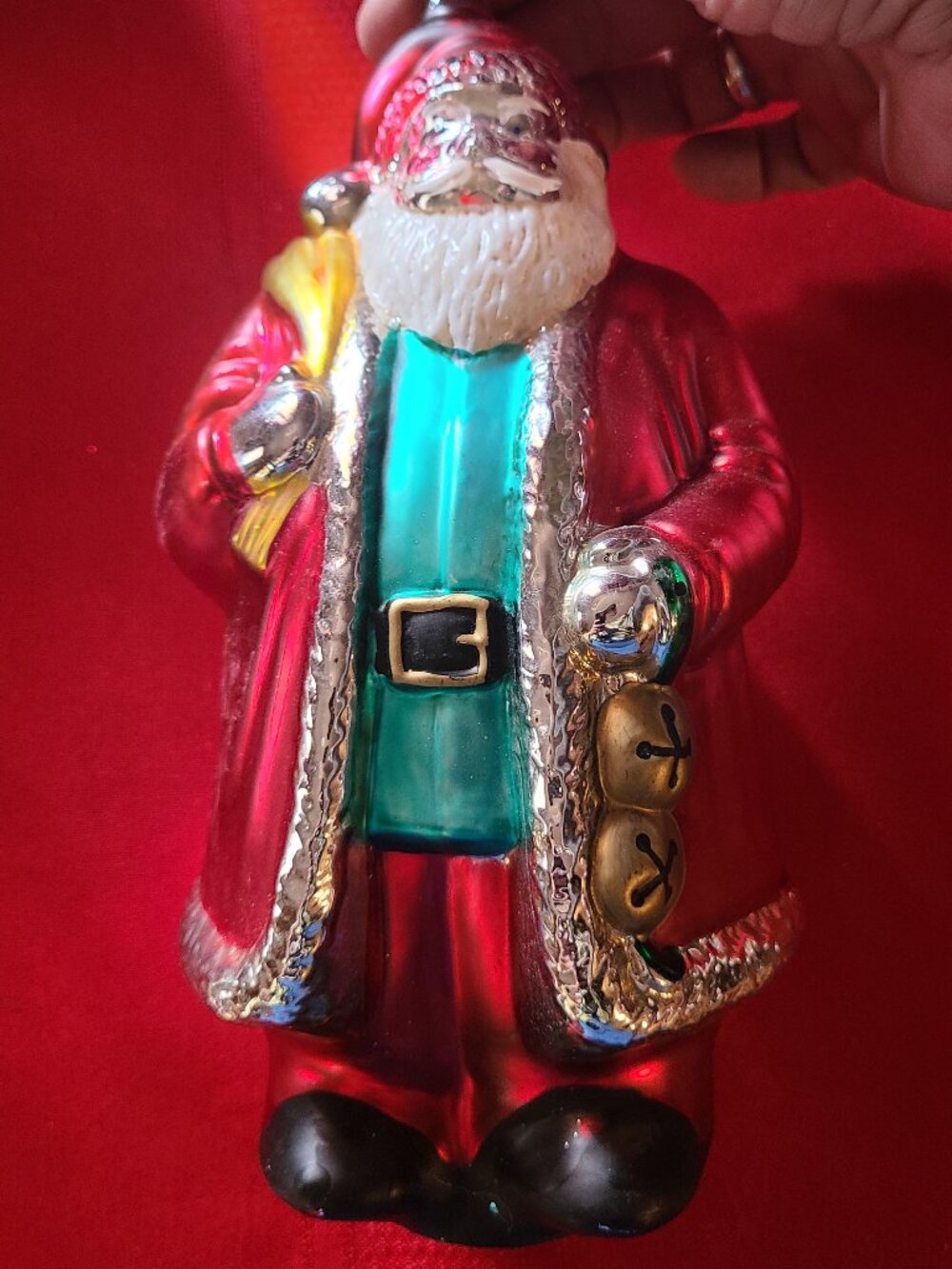 VTG Department 56 Santa Handblown Glass Ornament Large 9" Taiwan